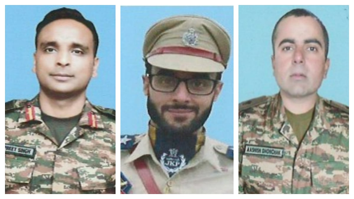 Released by govt : L to R: Colonel Manpreet Singh, Deputy Superintendent of police Himayun Muzzammil Bhat and Major Aashish Dhonchak